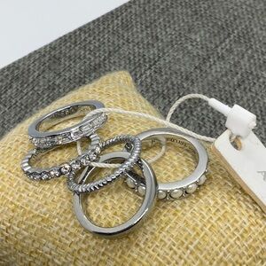 Ann Taylor Stackable Ring Set in Silver Tone